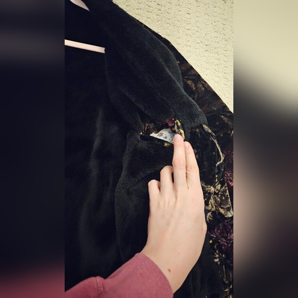 Vintage Velour Velvet Faux Fur Bomber Jacket - Picture 15 of 15